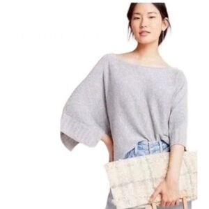 Anthropologie silver Gray metallic knit linen Women's Sweater